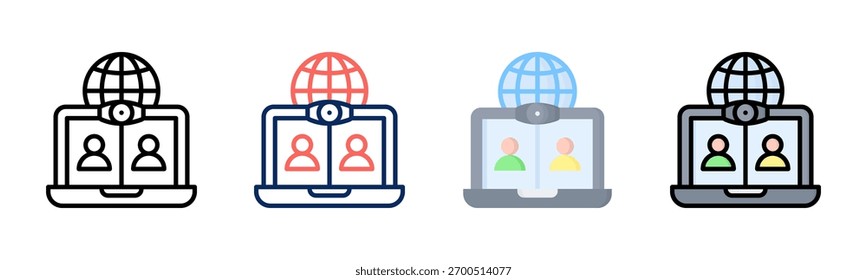 Online Meeting icon set multiple style collection