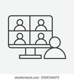 Conjunto de iconos de reuniones en línea. Ilustración vectorial.