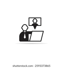 online meeting icon with shadow on white background