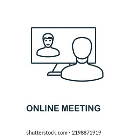Icono de Reunión en línea. Elemento simple de la nueva colección de normalidad. Icono de reunión en línea monocromo relleno para plantillas, infografías y banners