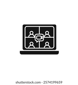 Online meeting icon Simple thin line flat symbol