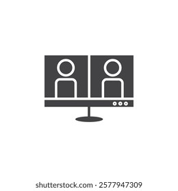 Online meeting icon Simple thin line flat symbol