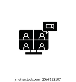 Online meeting icon Vector flat thin line illustration