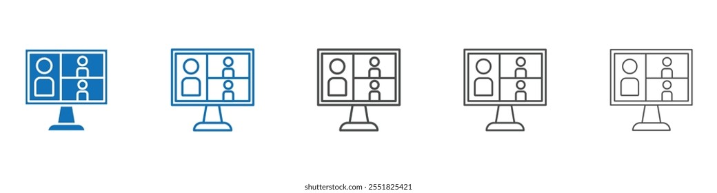 Online meeting icon vector set collection for web