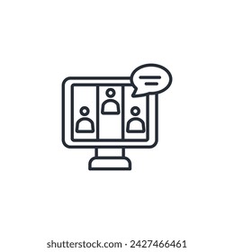 online meeting icon. vector.Editable stroke.linear style sign for use web design,logo.Symbol illustration.