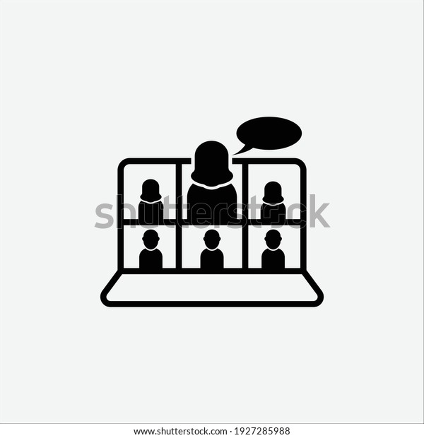 Online meeting icons.\
Outline of online meeting vector icons for web design isolated on\
white background