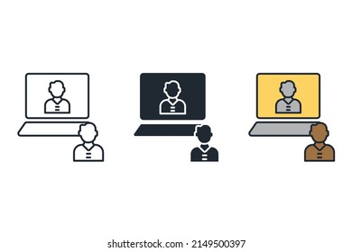 online meeting icons  symbol vector elements for infographic web