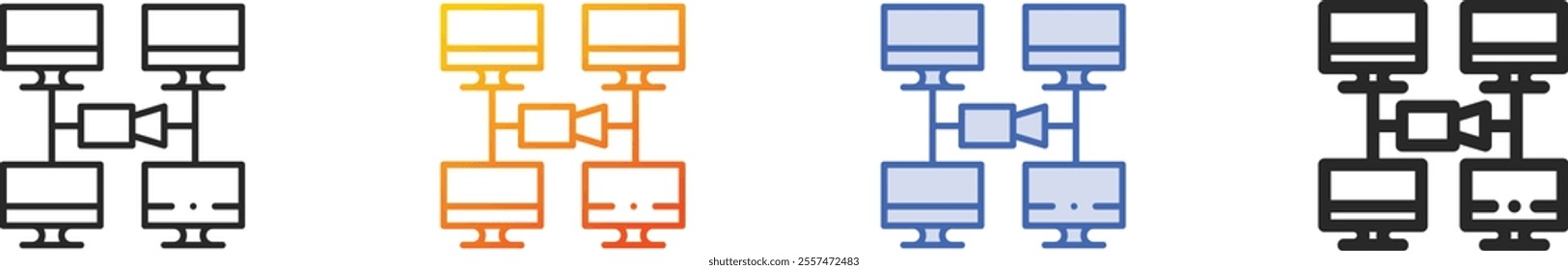 online meeting icon.Thin Linear, Gradient, Blue Stroke and bold Style Design Isolated On White Background