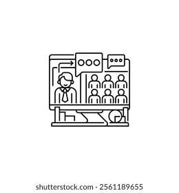 Online Meeting Line Icon. linear style sign for mobile concept and web design. Outline vector icon.