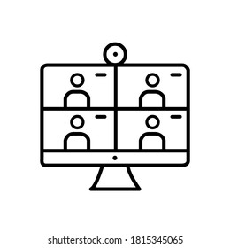 online meeting line icon vector symbol