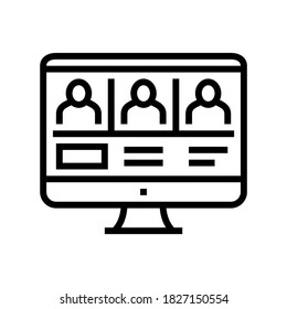 online meeting line icon vector. online meeting sign. isolated contour symbol black illustration