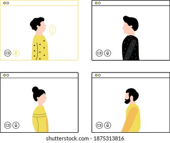 Online meeting peoples modern illustration