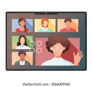 Online Meeting - Remote Working - Stock Illustration as EPS 10 File