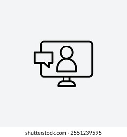Online meeting thin liner icon isolated.