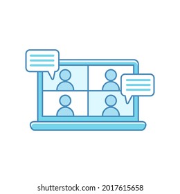 Online meeting vector with blue color isolated on white background suitable for icon or illustration