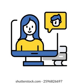 Online Meeting vector filled outline icon. EPS 10 file
