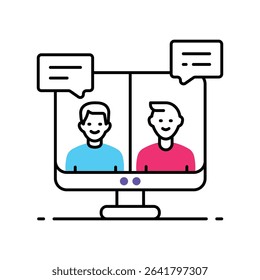 Online Meeting Vector Filled outline illustration style icon. EPS 10 file