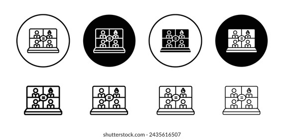 Colección de iconos vectoriales de reunión en línea. Reunión en línea Esquema icono plano.