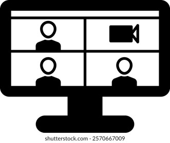 Online meetings Icon - Black Filled Style - Social Anxiety Theme