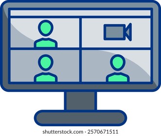 Online meetings Icon - Lineal Color Style - Social Anxiety Theme