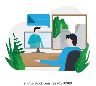 Online meetup abstract concept illustration. conference call, join meetup group, video call online