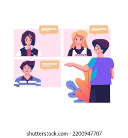 Online meetup flat style illustration design