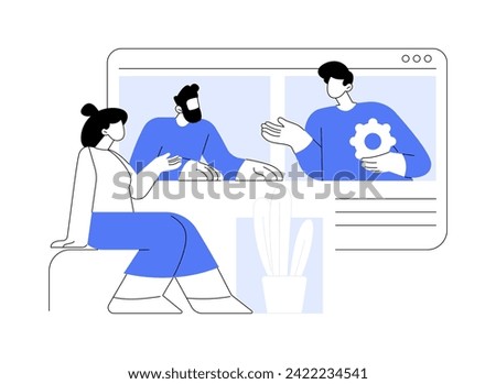 Online meetup isolated cartoon vector illustrations. People have video call with colleagues in conference room, corporate online meeting, business idea discussion, common spaces vector cartoon.