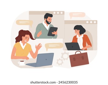 Online meetup isolated concept vector illustration. Conference call, join meetup group, video call online service, distance communication, informal meeting, members networking vector concept.