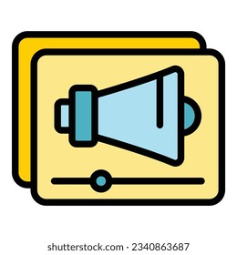 Online-Megaphon-Symbol-Umrandung Vektorgrafik. Verkaufspreis. Öffentliche Preiswohnung