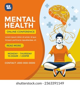 Online Mental Health Webinar Poster Design great for Social Media Post Template
