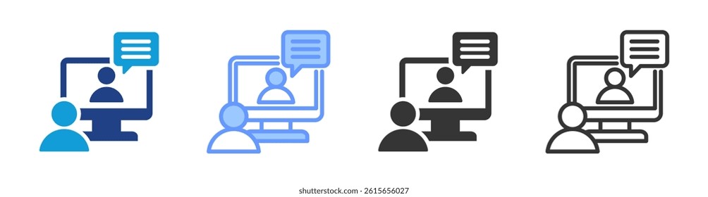 Online Mentoring icon set multiple style collection