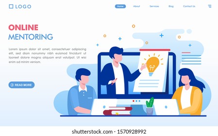 Online Mentoring Landing Page Website Illustration Vector Design 