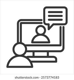 Online Mentoring Outline Icon Vector Illustration