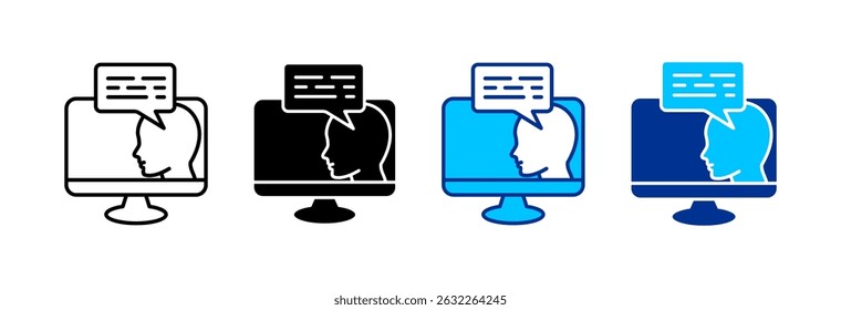 Ícone de mentoria on-line define ilustração de vetor de vários estilos