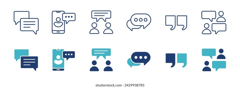 online message bubble chat icon set online communication social discussion vector illustration for web and app