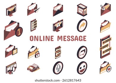 Online Message Flat Vector Illustration Icon Sticker Set Design Materials