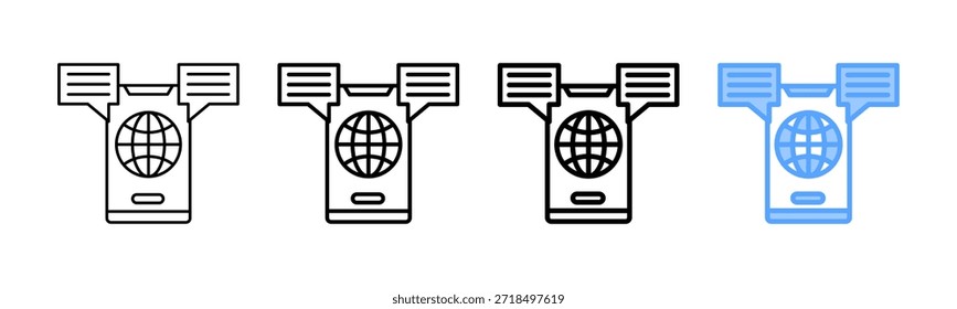 Online Message Icon Different Style Outline Collection Set