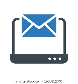 online message vector glyph color icon 