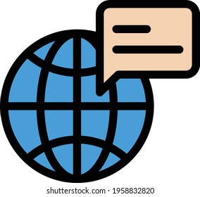online message vector line colour icon