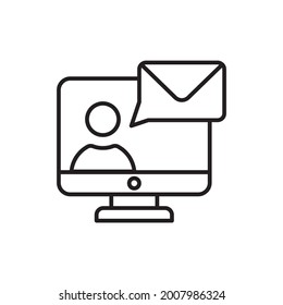 Online Message vector outline icon style illustration. Marketing and advertising symbol EPS 10 file