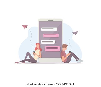 Online messaging concept. Vector flat illustration. Isolated on white background.