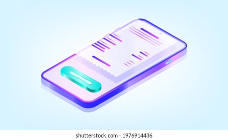 Online mobile app bill payment. 3D Gradient Web Vector Illustrations. Suitable for ui, ux, web, mobile, banner and infographic.
