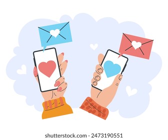 Concepto aislado de citas en línea del App móvil. Ilustración gráfica de diseño de Vector