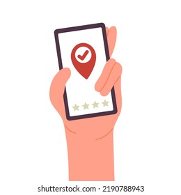 Online mobile app for food delivery. Tracking meal ordering services vector illustration