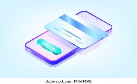 Online mobile app payment. 3D Gradient Web Vector Illustrations. Suitable for ui, ux, web, mobile, banner and infographic.