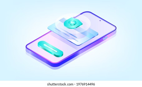 Online mobile app payment security. Payment verification. 3D Gradient Web Vector Illustrations. Suitable for ui, ux, web, mobile, banner and infographic.