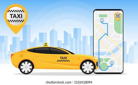 Online mobile application order taxi service Illustration Vector