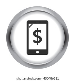 Online mobile bank money simple icon on background