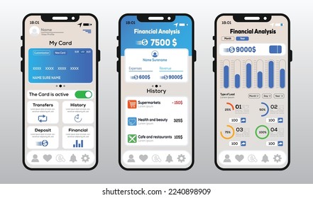 Online Mobile Banking Apps UI, UX and GUI set