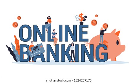 Online mobile banking concept. Making financial operations using digital device. Modern wireless technology. Electronic money transaction and mobile payment. Flat vector illustration